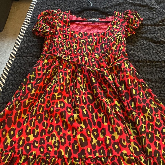 Sourpuss Cream Puff Pink and Green Leopard Print Dress - Picture 3 of 5